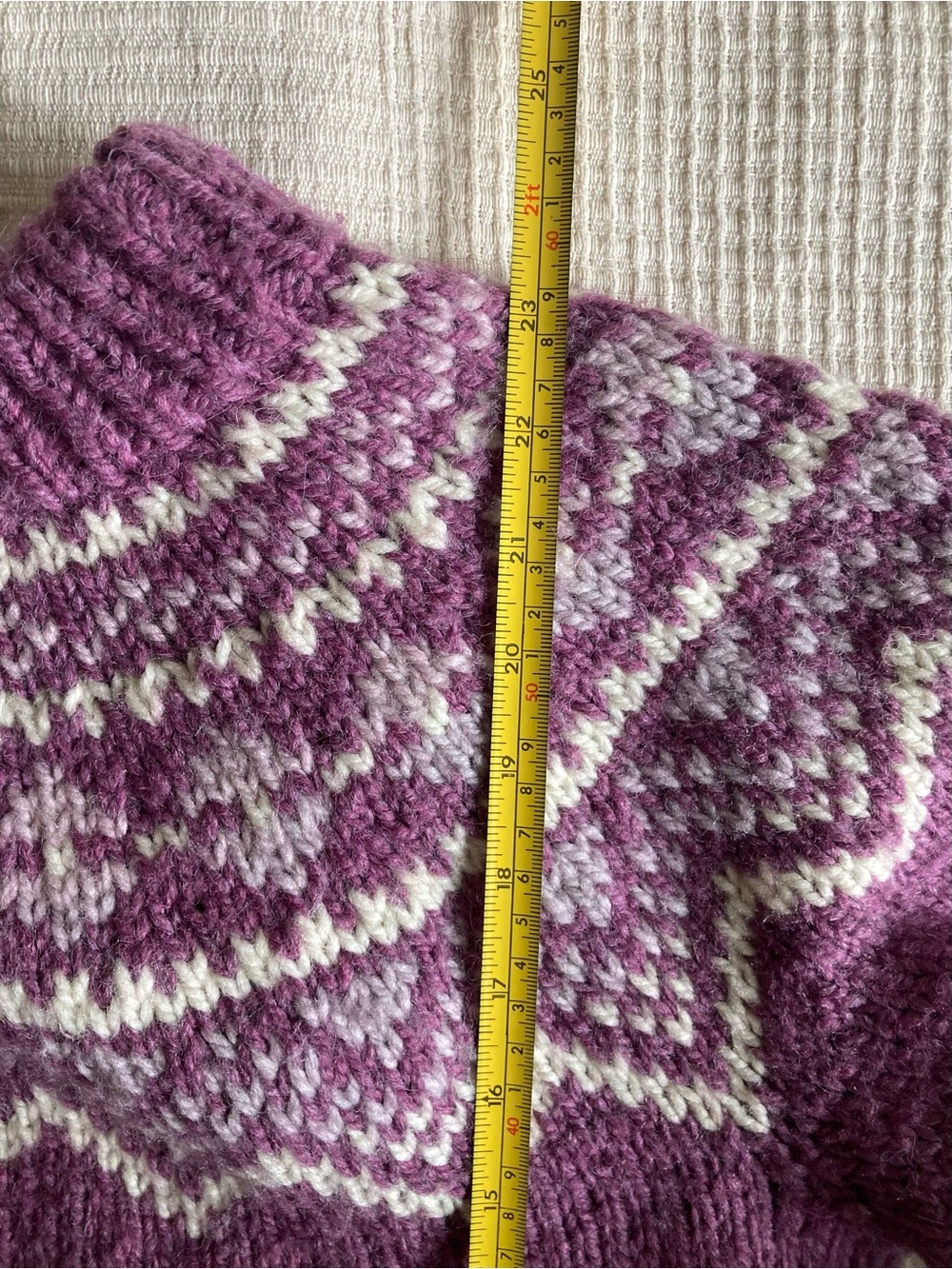 Hand knit Nordic sweater 100% wool - Picture 2 of 4